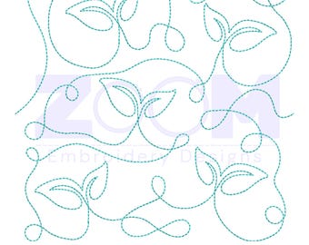 Diseño de acolchado de borde a borde de hojas / Bloque de acolchado de línea continua / 20 tamaños / Patrón E2E para máquina de brazo largo y bordado
