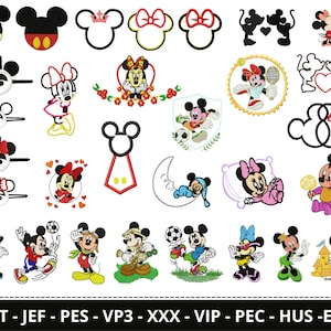 Mickey Mouse Embroidery Design - Mickey and Minnie Applique Machine Embroidery Pattern & Designs – 30 Types – Instant Download