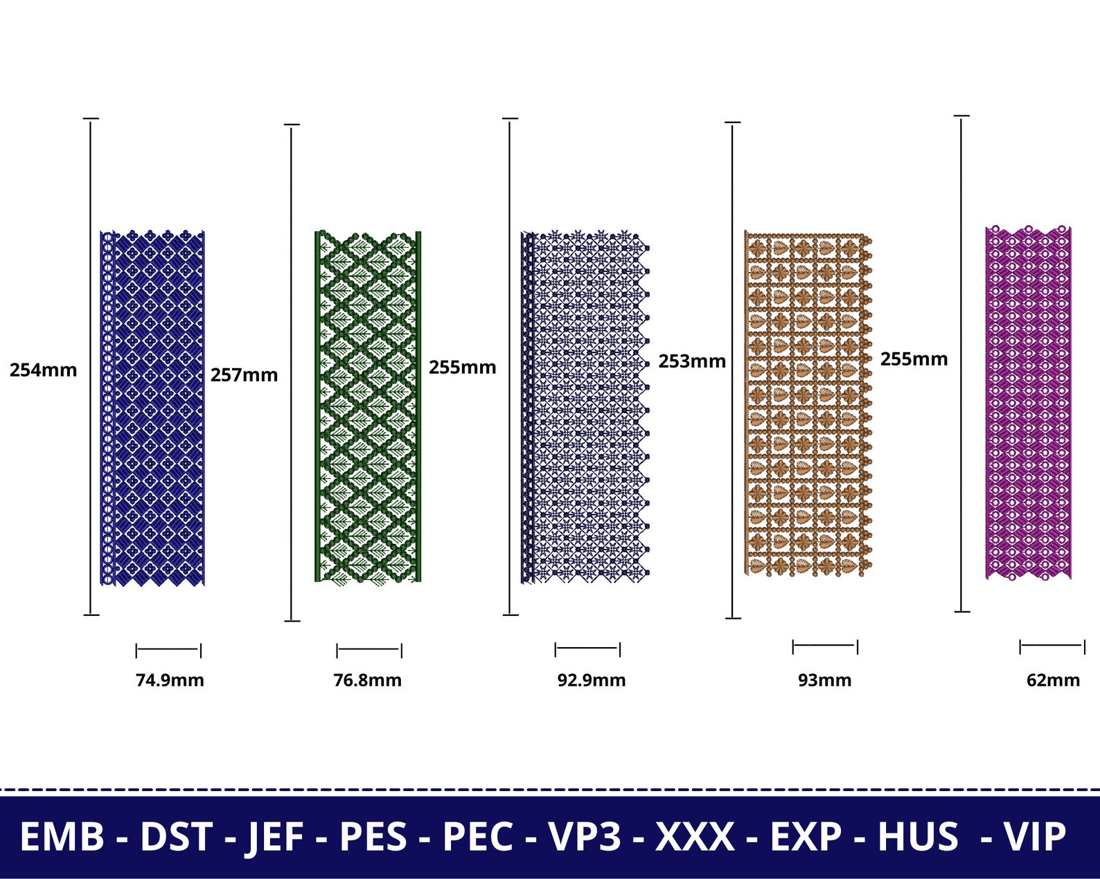 Geometric Border Embroidery Designs | 5 Decorative Border Patterns ...