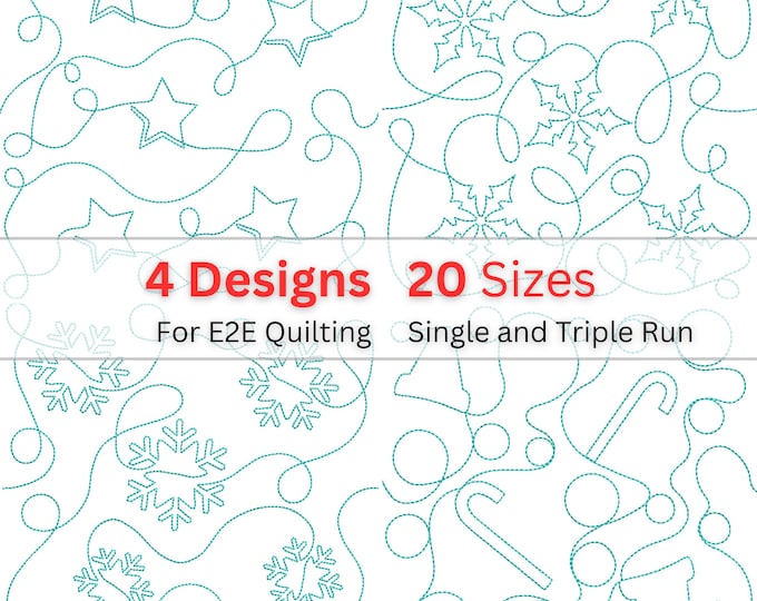 Christmas Edge to Edge Quilting Designs | 4 Continuous Line Patterns in ...