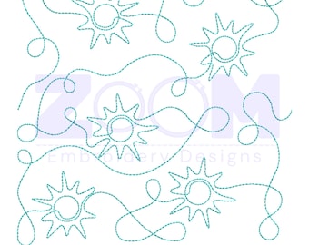 Diseño de acolchado de borde a borde Sun / Patrón de acolchado de línea continua / 20 tamaños / Corredo simple y triple / Motivo de acolchado Sunshine E2E