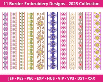 11 Endless Machine Embroidery Border Designs - ornament Border Embroidery Pattern -  2023 New Collection - Instant download