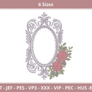 Floral Frame Embroidery Design - Machine Embroidery Pattern – 6 Size – Instant Download