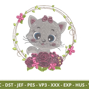 Cartoon Cat Embroidery Design - Machine Embroidery Pattern – Instant Download