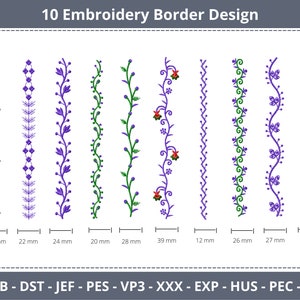 10 Endless Border Embroidery Design bundle, Machine embroidery designs