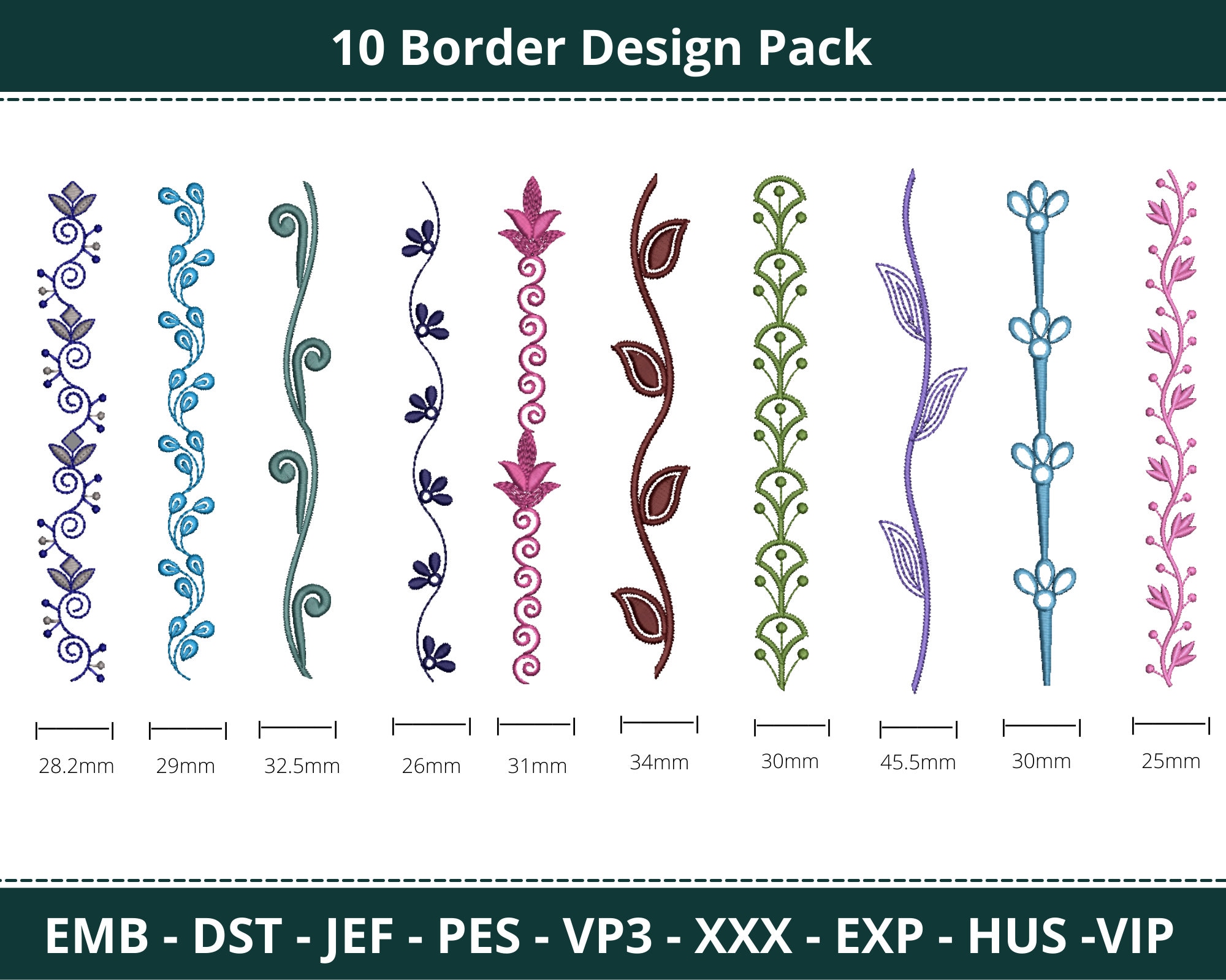 Free 10 Border & Corner Embroidery Design Pack - Machine Embroidery Design  - Instant Download Machine Embroidery Designs - Patterns & Fonts
