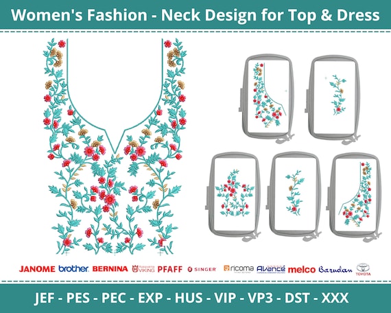 best embroidery designs for dresses Wedding Dress Neck Machine Design, Women's Fashion Top & Kurti Neck Embroidery Pattern - 8x11 Hoop Size - Instant Download Name/Description:Sharambie Deposit- Fontaine Chosen by KYHA Inspired Dress hand work cat:Back In Stock And Kawaii Dress Long
