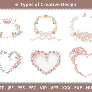 Creative Embroidery Design - Machine Embroidery Pattern - 6 Types - Instant Download