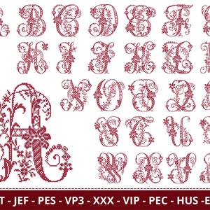 Floral Letters Machine Embroidery Designs - Font - Monogram - Numbers - Alphabets - Machine Embroidery Pattern – Instant Download