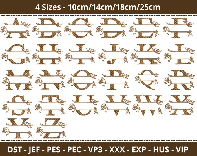 Applique Split Font Machine Embroidery Designs - Monogram Splitted ...