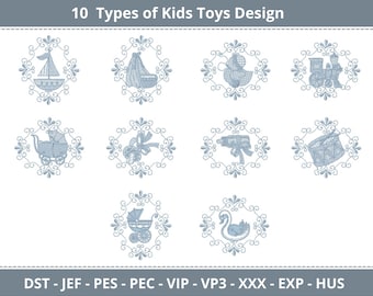 10 Types of Kids Toy Designs for Kind's Cloths, Machine Embroidery