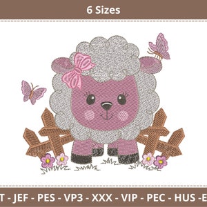 Cartoon Sheep Embroidery Design - Machine Embroidery Pattern – 6 Size – Instant Download