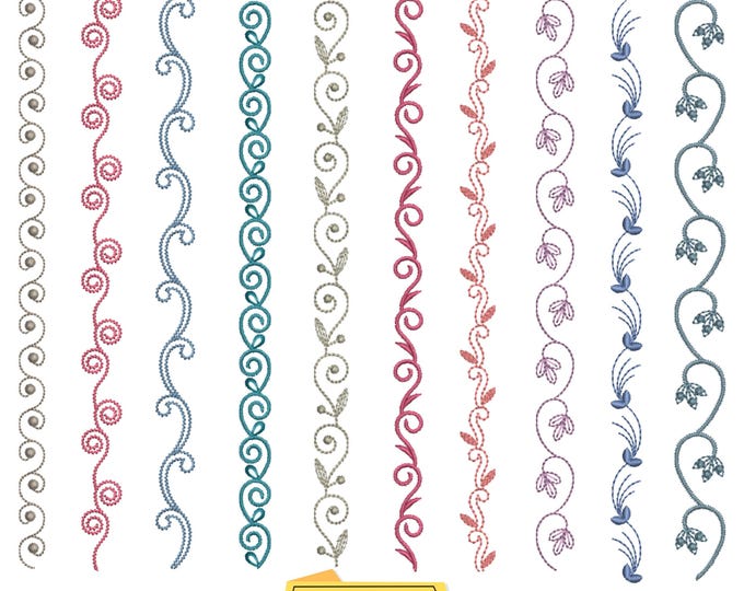 Endless Floral Border Embroidery Designs | 10 Scroll Floral Borders | 2 ...