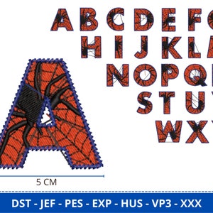 Diseños de bordado a máquina con letras de araña - Descarga instantánea