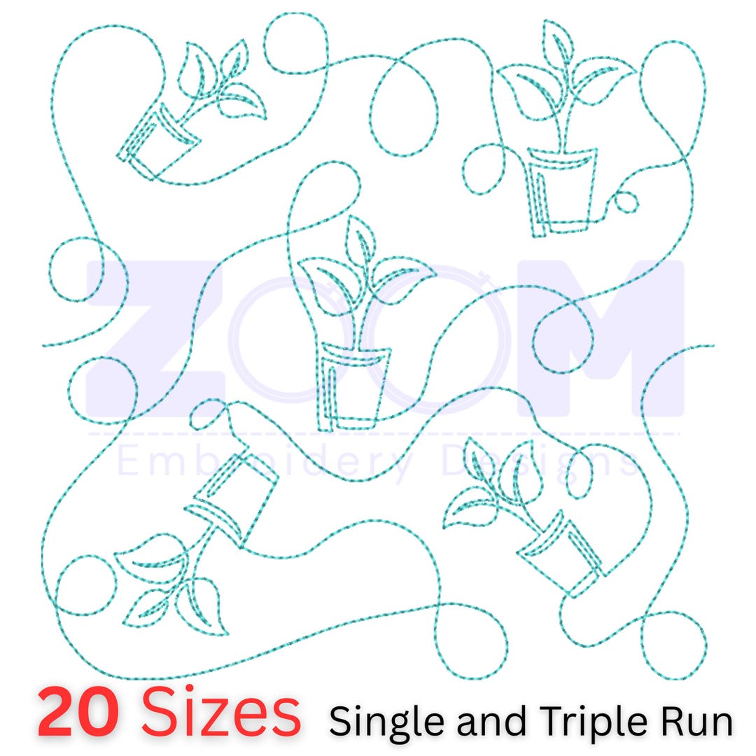 Plant Pot Edge to Edge Quilting Design | Continuous Line Quilt Pattern ...