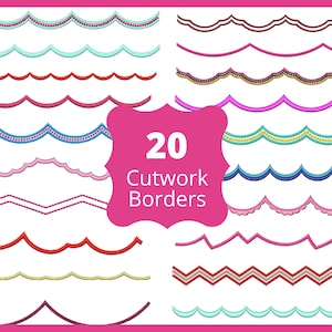 Cutwork Border and Corner Machine Embroidery Designs set - Embroidery Edge Border Pattern- 20 Borders & Corners - Instant Download
