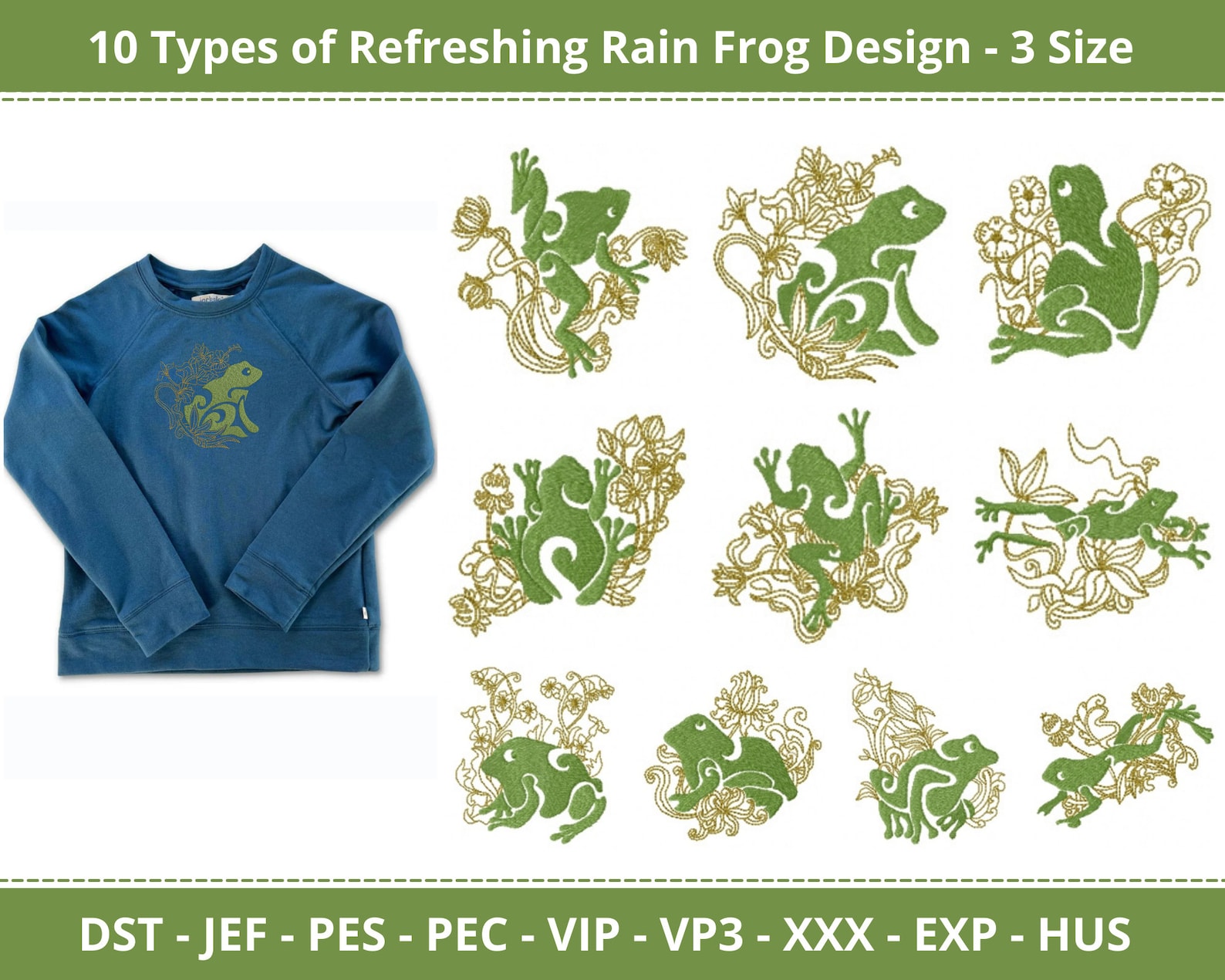 Sewing Machine Frog Royal Decorative Frogs Machine Embroidery Designs - Frogs in the Rain ...