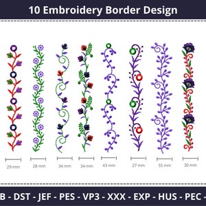 10 Endless Border Embroidery Design bundle, Machine embroidery designs