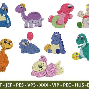 Adorables motifs de broderie de dinosaures - 10 motifs de dinosaures mignons de bande dessinée pour la broderie machine