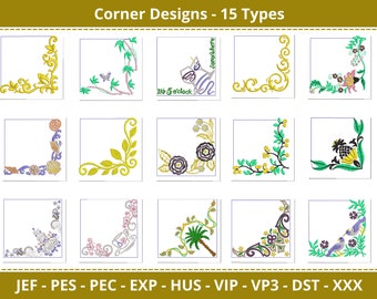 Towel, Napkin,Table Cloths Embroidery Designs Corners - 15 Types - Instant Download