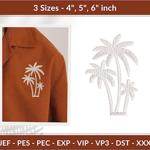 Minimalist Palm Tree Embroidery Design – 3 Sizes (4&quot;, 5&quot;, 6&quot;) – Machine Embroidery File – Instant Download