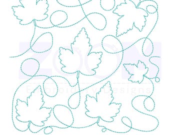 Maple Leaf Quilting Design • Continuous Line Quilt Pattern • Single & Triple Run • Edge to Edge Machine Embroidery + Longarm Formats