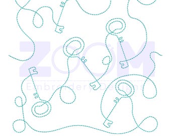 Diseño de acolchado de borde a borde clave / Bloque de acolchado de línea continua / 20 tamaños / Patrón E2E para máquina de brazo largo y bordado