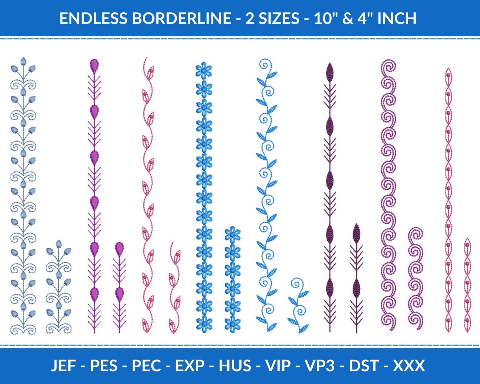 Beautiful Endless Borderline Embroidery Design Set is Perfect for ...