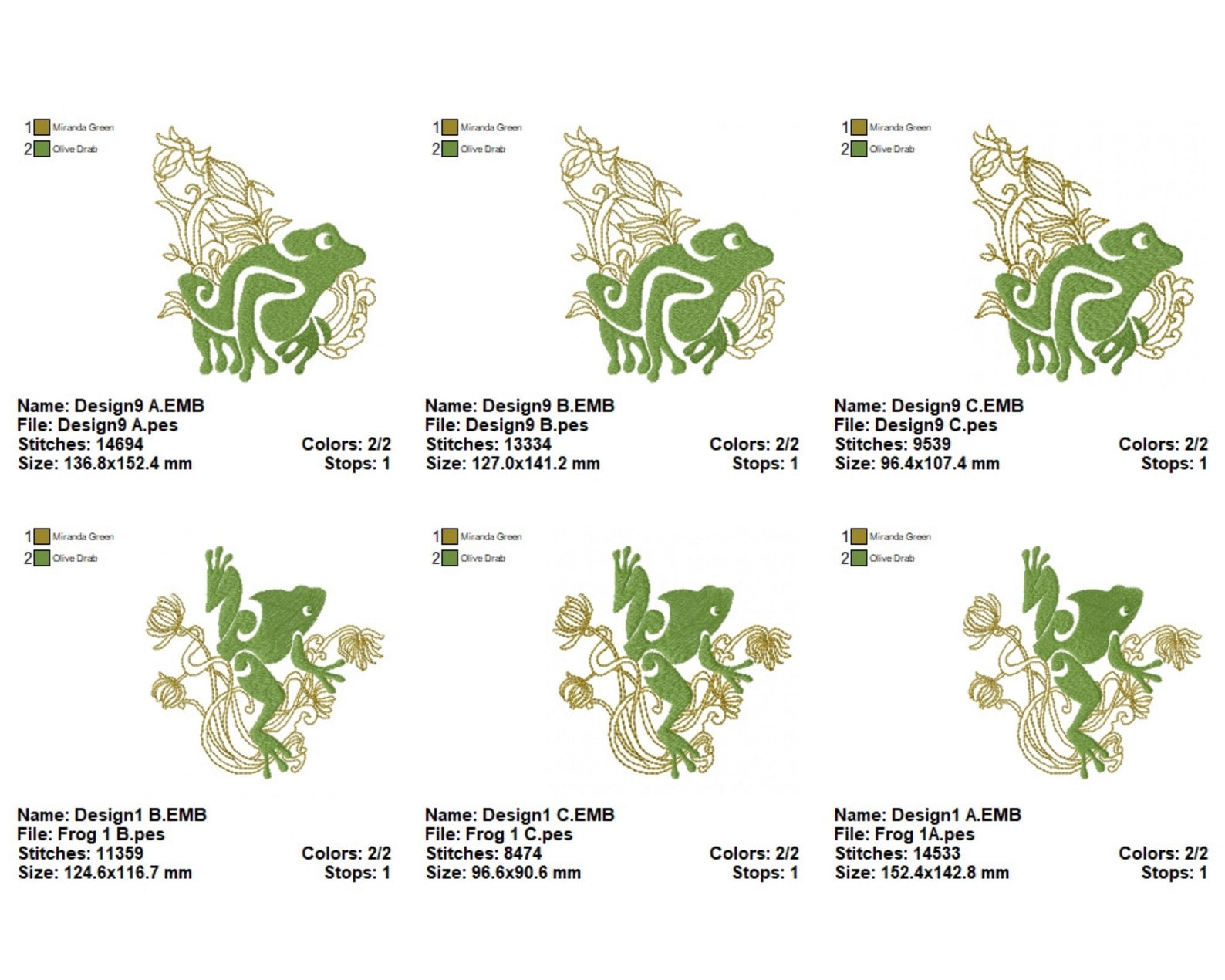 Royal Decorative Frogs Machine Embroidery Designs - Frogs in the Rain ...