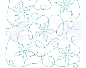 Snowflake Continuous Line Quilting Design | Edge to Edge Quilt Pattern | 20 Sizes | Single & Triple Run | Embroidery and Longarm Quilt File
