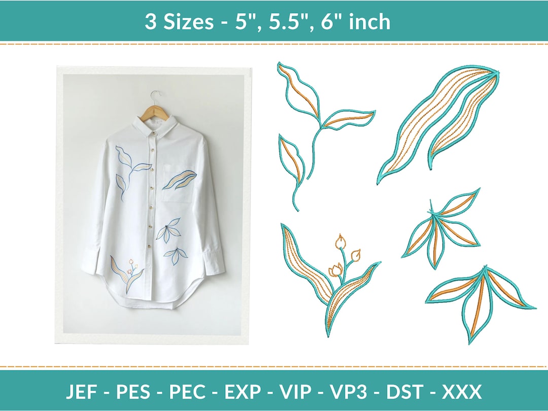 Modern Abstract Leaf and Floral Embroidery Design for Shirt or Kurti ...