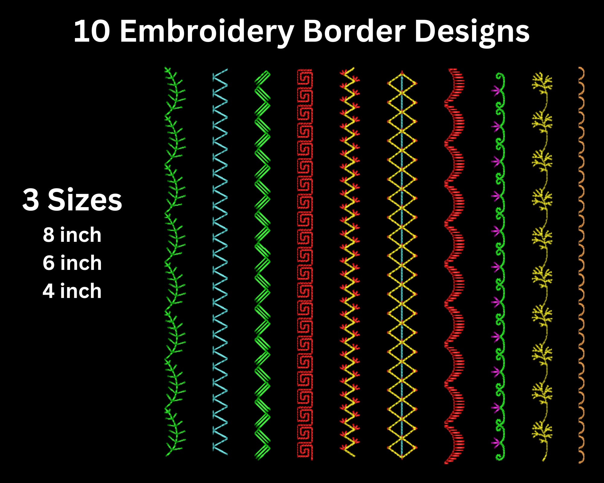 10 Simple Embroidery Border Designs for Multiple Uses 3 - Etsy