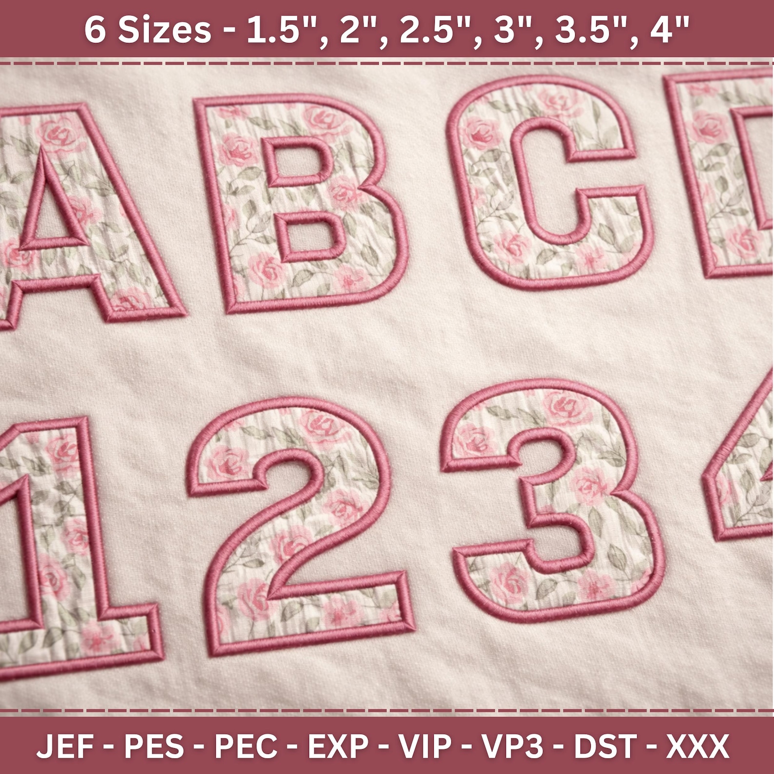 Applique Alphabet Embroidery Font | Satin Stitch Applique Font | 6 ...