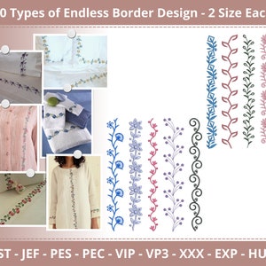 Endless Floral Border Machine Embroidery Designs for Towel, Bedsheet, Pillow, Women's Fashion & Universal Creative Use - Instant Download