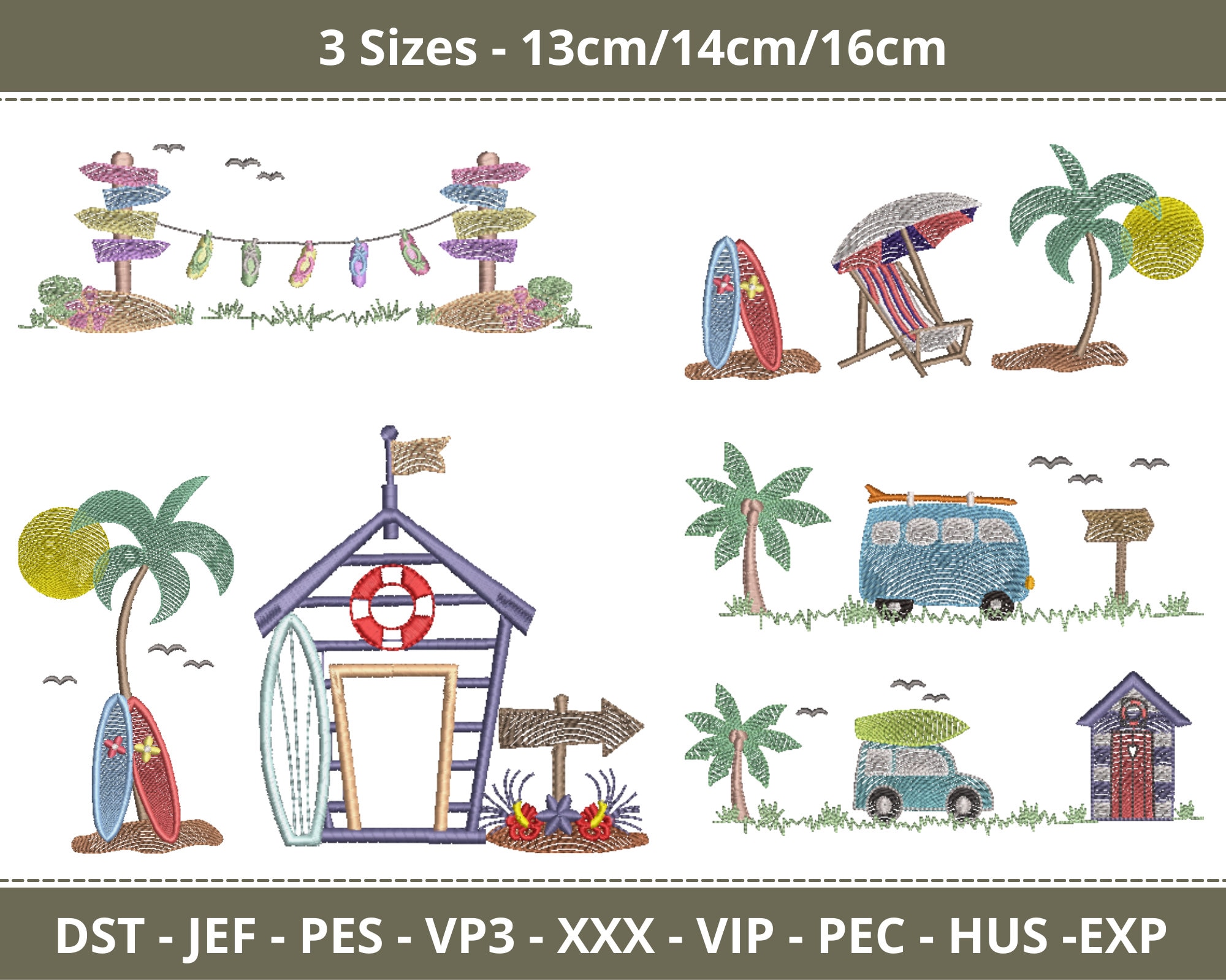 Beach Time Embroidery Design - Way to Beach Design- Beach House-beach ...