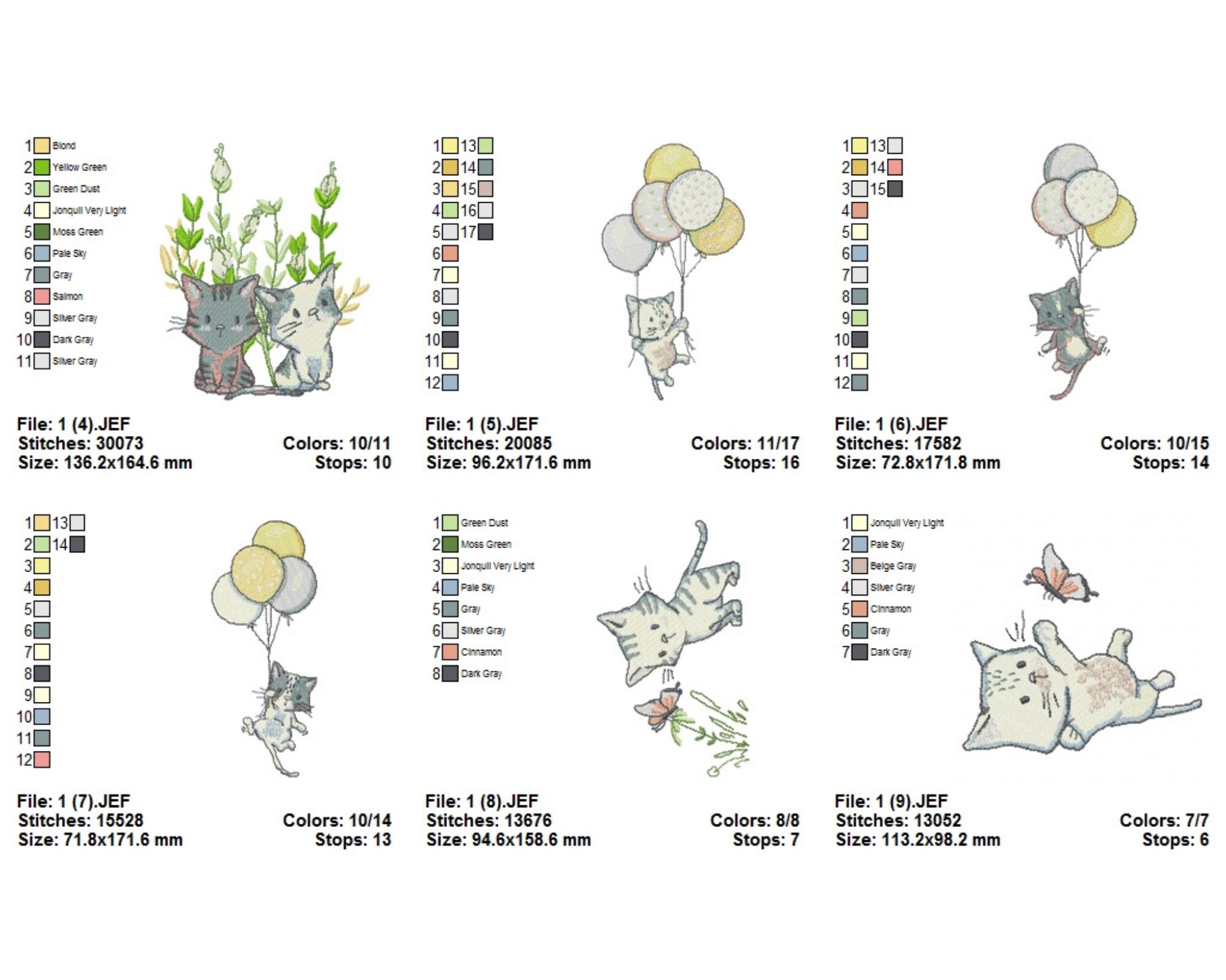 Cute Cats Machine Embroidery Designs, 15 Types - Instant Download - Etsy