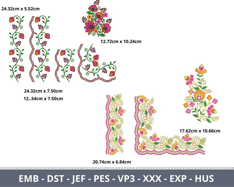 Cutwork Border & Corner With Patch Embroidery Design 10 Types Machine Embroidery Pattern Instant Download image 4