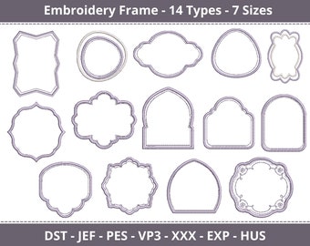 Embroidery Frame Design - Machine Embroidery Pattern – 14 Types - 7 Size – Instant Download