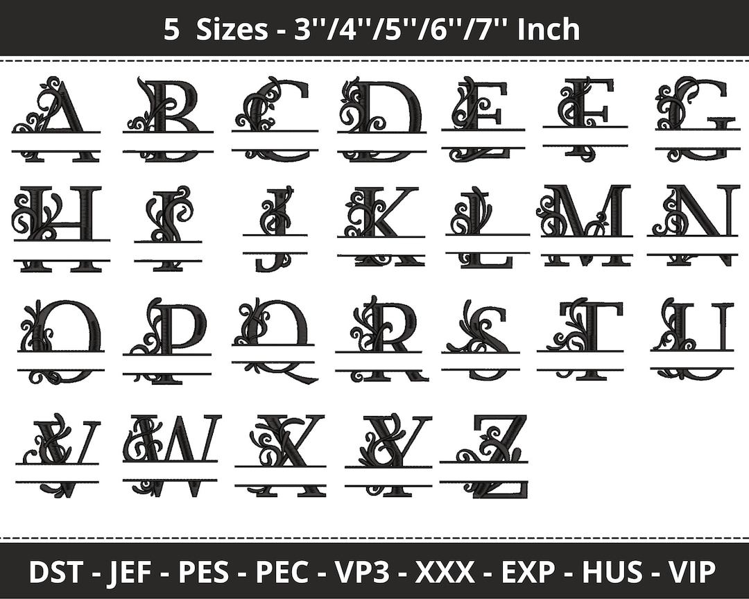 Split Font Mc Split Font Machine Embroidery Designs Floral Alphabet - Etsy UK
