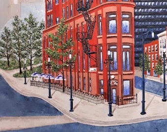 Tilted: "49 Wellington St East" Gooderham Building the Flatiron Building Distillery District Toronto Historic Original painting