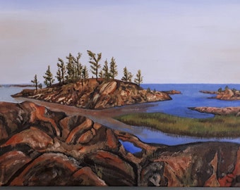 Titled: "Spring Morning", Algonquin Park. An Artist signed original, acrylic gallery painting on canvas, with free delivery