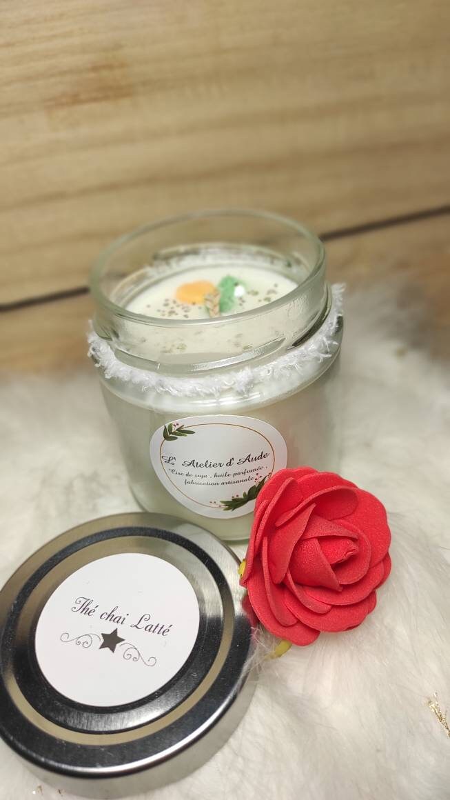 Bougie Parfumée Senteur Thé Chai Latté, Naturelle et Éco Responsable