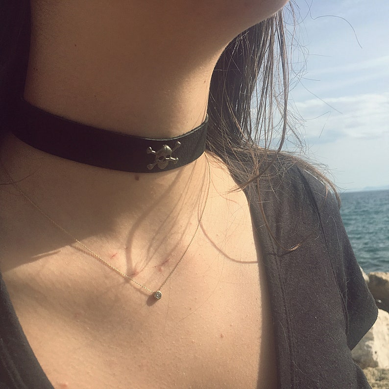 Sheep Leather /'/'Skull /& Bones/'/' Choker ~ Collar ~ Gothic Jewellery