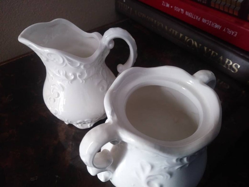 Creamer and Sugar Set with Lid Vintage National Potteries Co Clevland