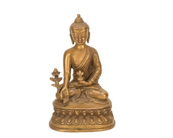 Antique Tibetan Buddha Statue Handmade Handcrafted Brass Bronze Rare Metal Amazing Buddhism Buddha Meditation Figurine Statue Nepal