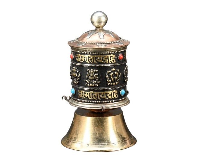 Featured listing image: Handmade Tibetan Table Prayer Wheel, Buddhist Ritual Object