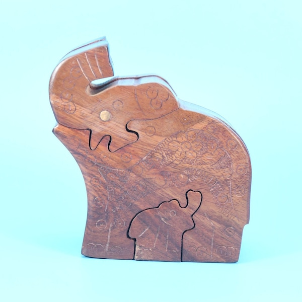 The elephant Organic Jewelry box magic mystery puzzle box Wooden Toy Double Magic Box new big chocolate brown carved secret box tricky