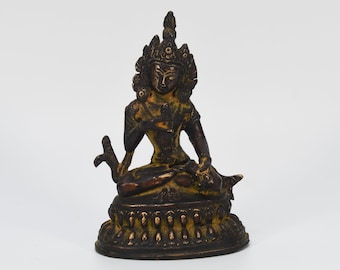 Brass Vajrasattva Statue Tibetan Bodhisattva handcrafted antique Vajradhara Brass sculpture vintage art vajrayana Tibet Buddhist Nepal