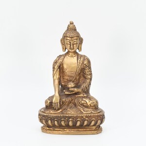 Buddha Statue - Antiker Stil Goldener sitzender Erleuchtungsbuddha