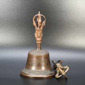 Different Creatures Handcarved Antique Bronze Ritual bell Tibetan bells Antique Bell Buddhist Bell Vajra Ghanta